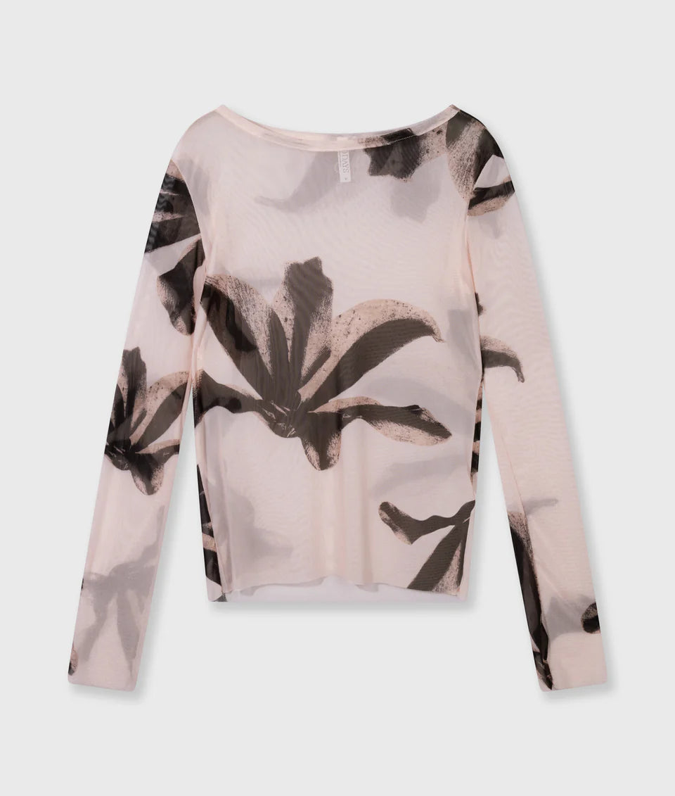 Mesh long sleeve flower