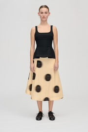 Crinkled pirouette midi skirt