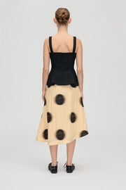 Crinkled pirouette midi skirt