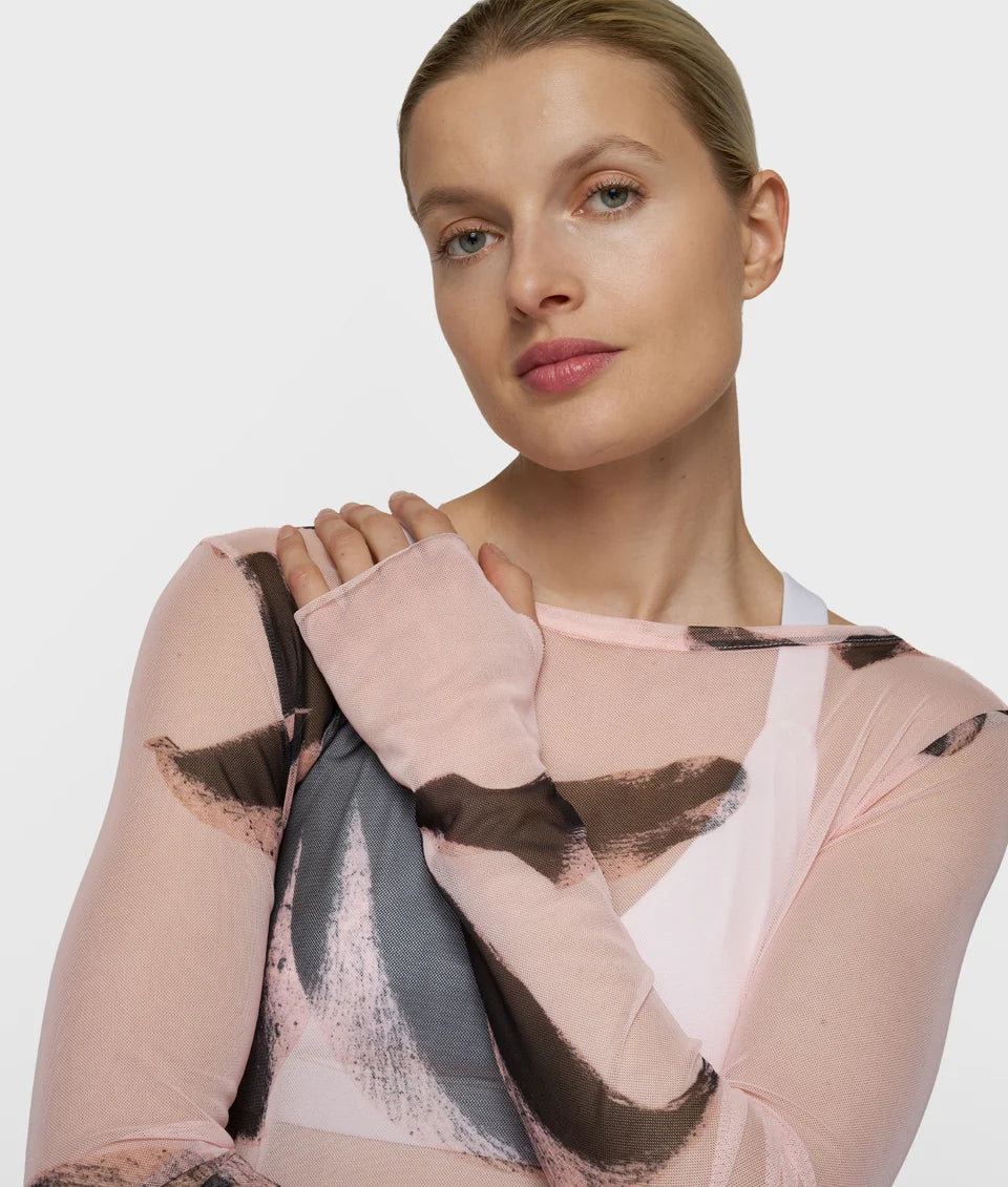 Mesh long sleeve flower
