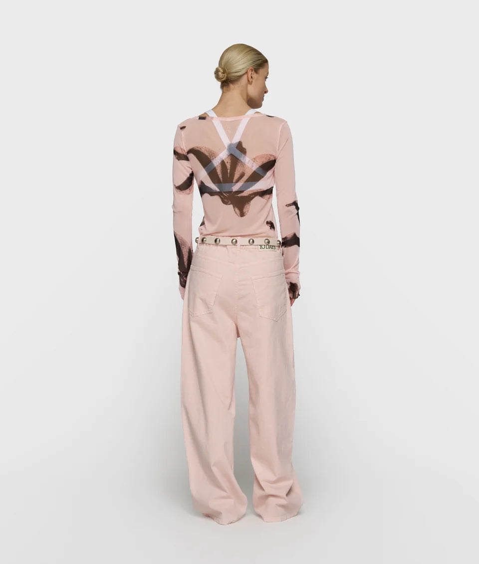 Mesh long sleeve flower
