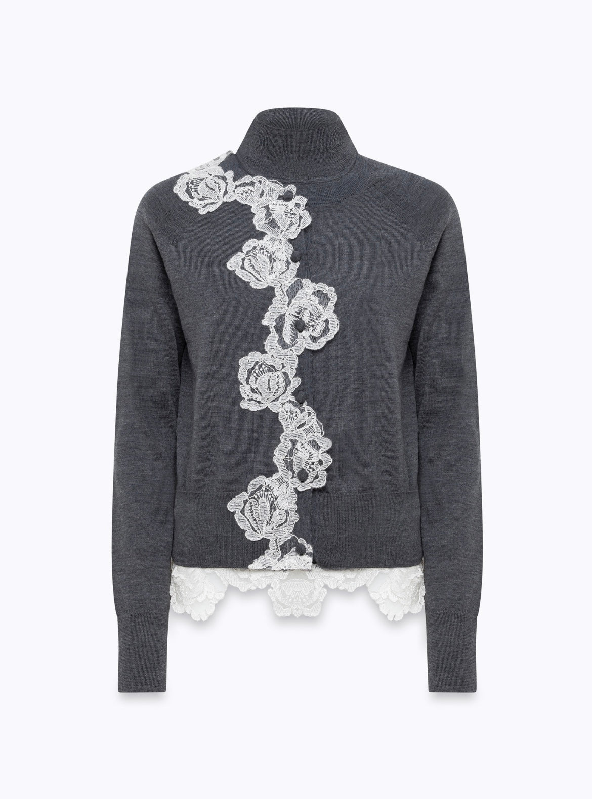 Blugirl - wood cardigan and turtleneck top with lace