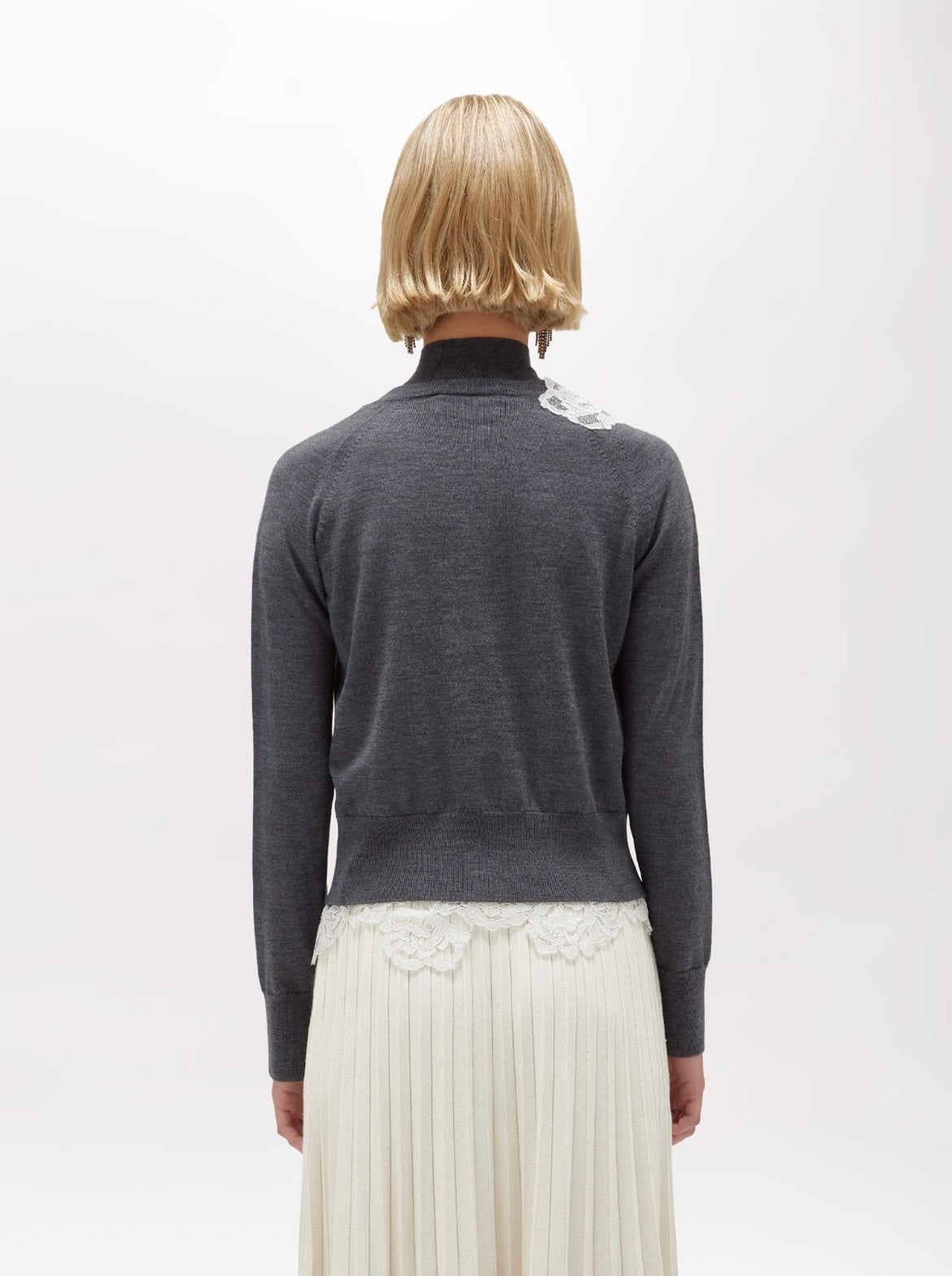 Blugirl - wood cardigan and turtleneck top with lace