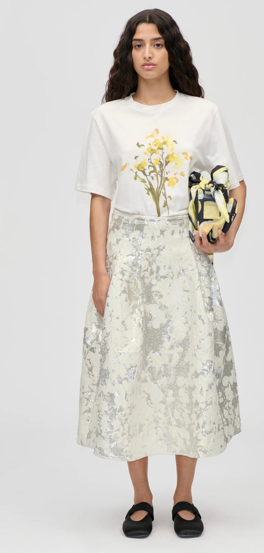 Stine Goya - Metallic woven jacquard midi skirt