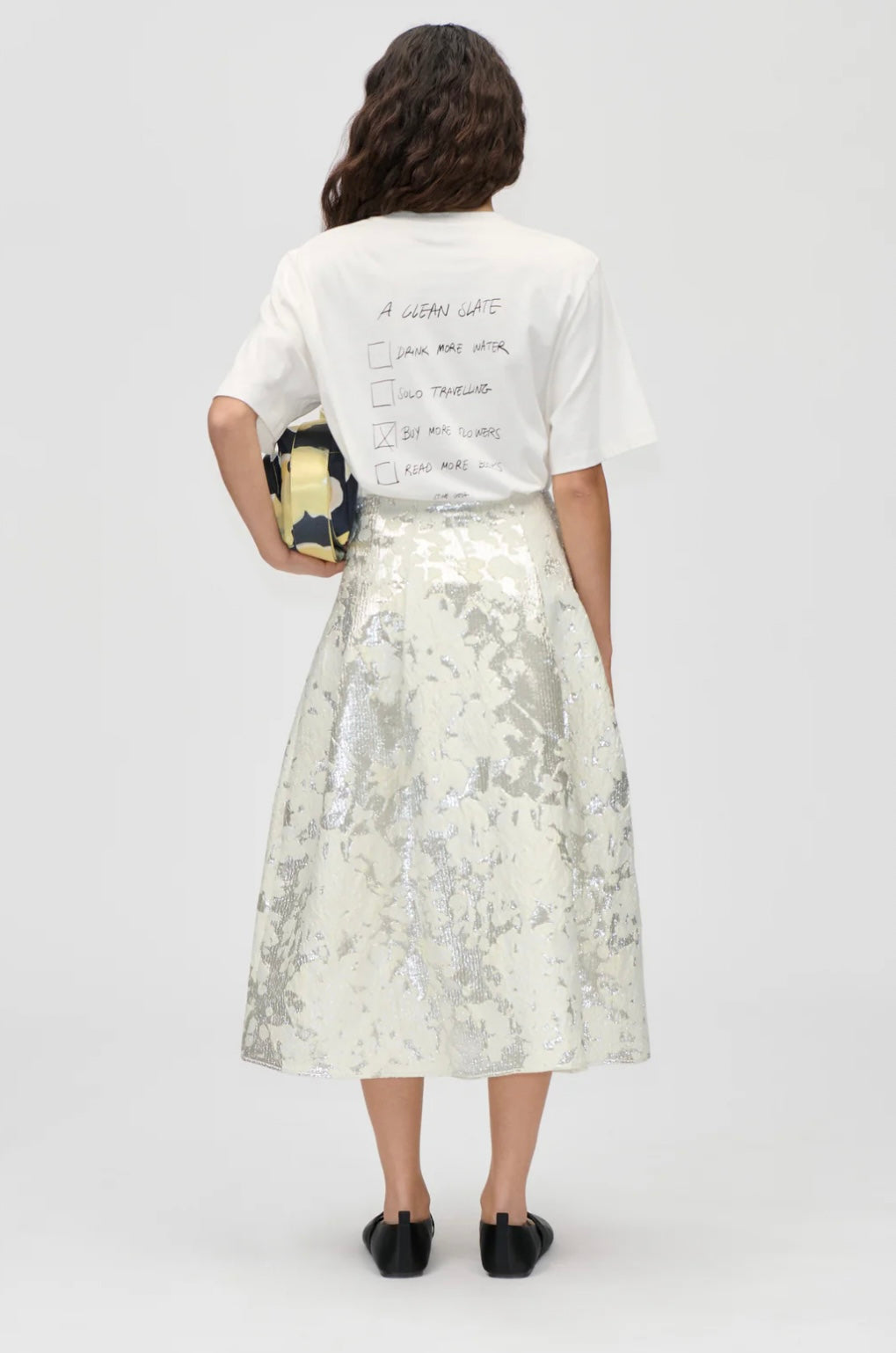 Stine Goya - Metallic woven jacquard midi skirt