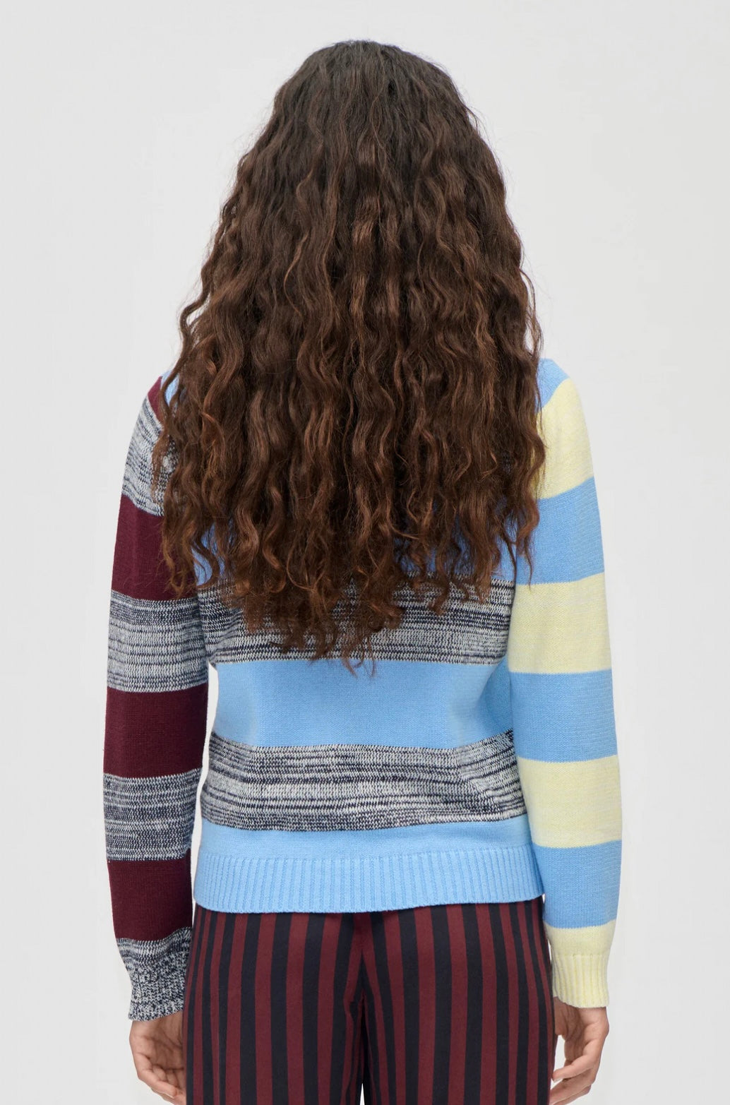 Stine Goya - Crochet cotton mix stripe polo collar